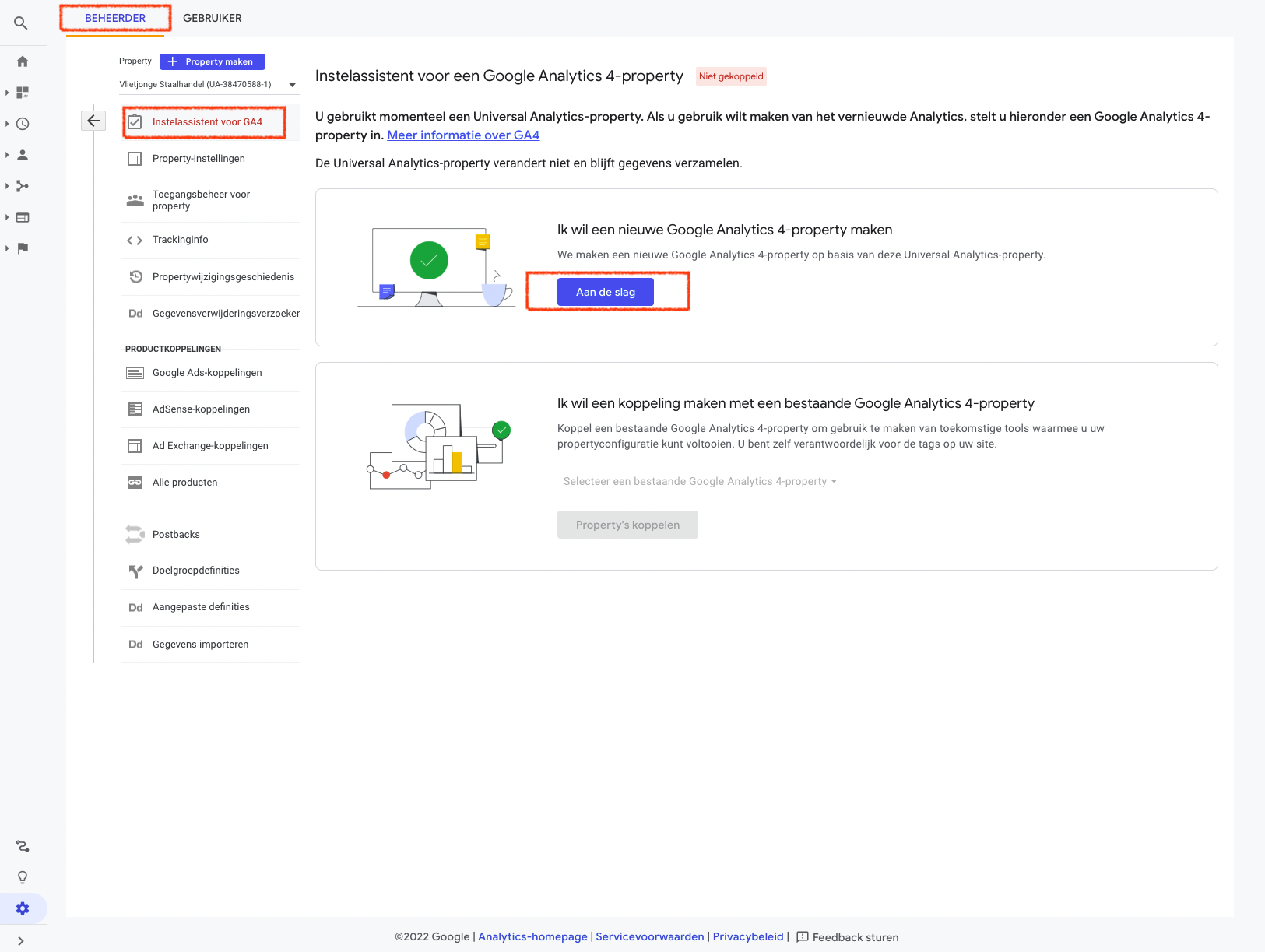 stap 1 google analytics 4